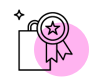 Illustration of a bag with a rewards badge.