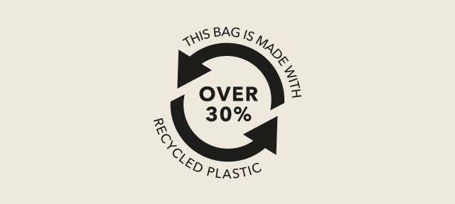 This bag is made with recycled plastic.