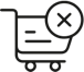 Shopping cart icon with a cross in a circle