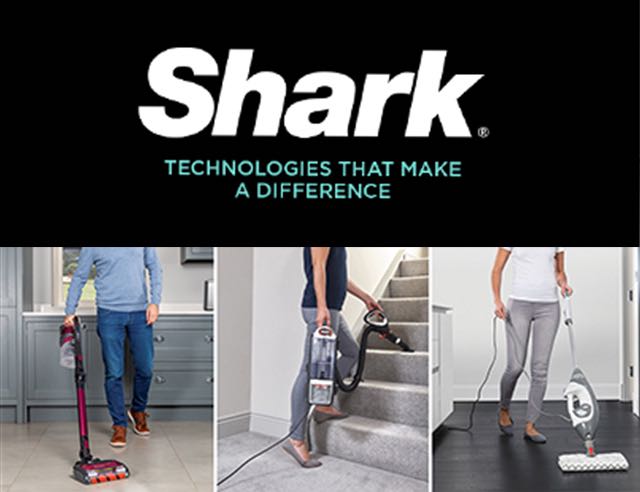 Three people using Shark Vacuums in their homes.