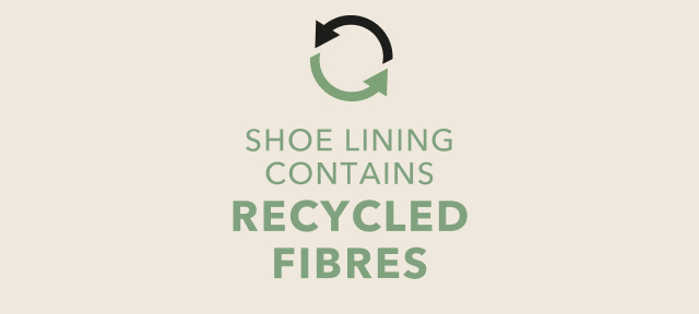 Shoe lining contains recycled fibres.