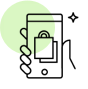 Illustration of a hand holding a phone.
