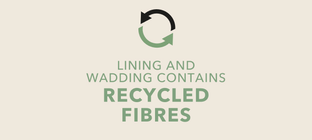 Lining and wadding contains recycled fibres.