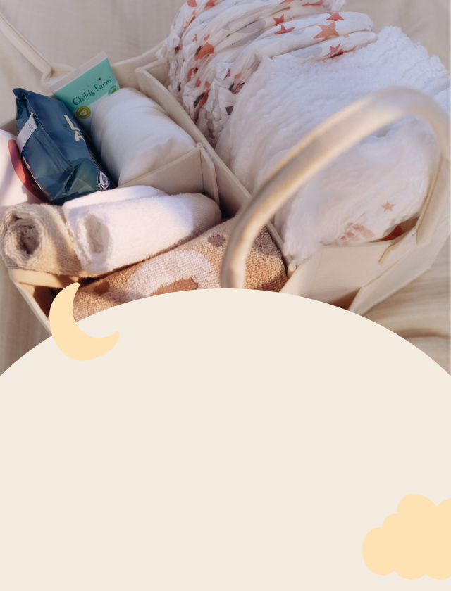 Bag full of baby items.